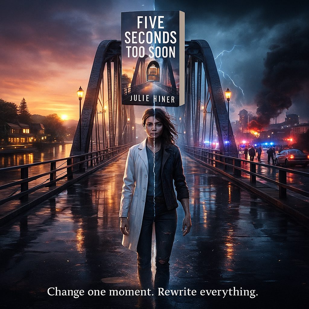 Bridge key art with book cover mockup